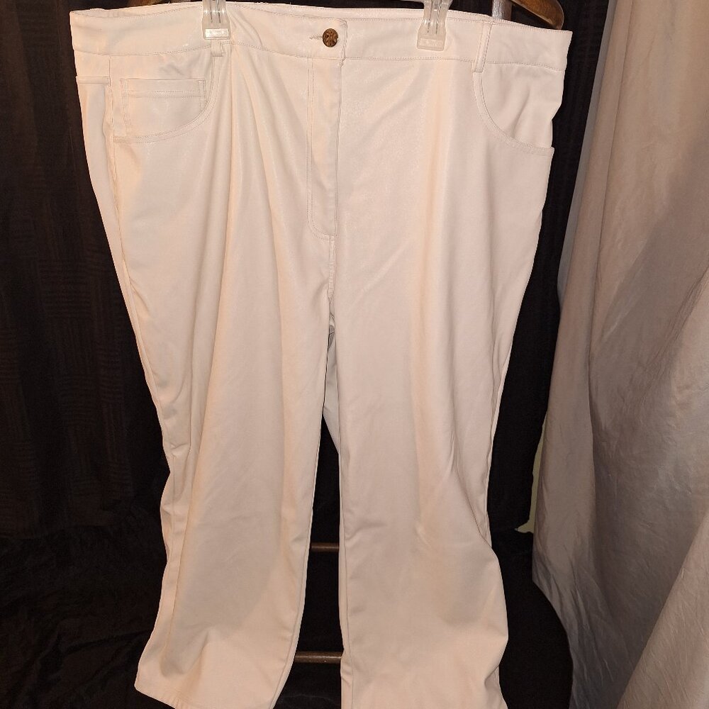 Lily Morgan White Pleather Pants 1XL